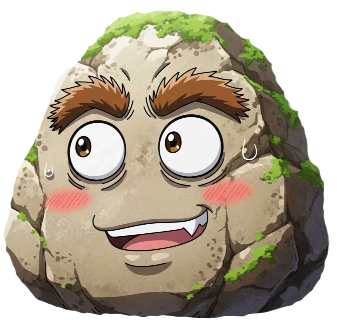 rock with an anime face